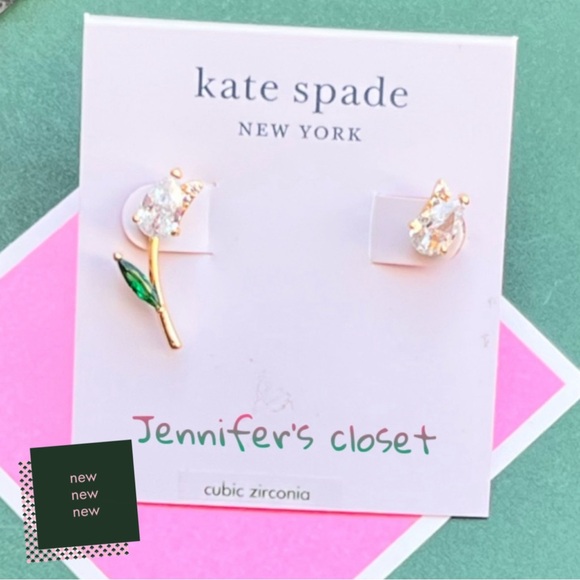 Kate Spade Stud Earrings NWT / Crystal Tulip Stud Earrings - Picture 4 of 7